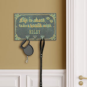 Life is Short Take a Walk Personalized Aluminum Wall Hook - Bronze Verdigris