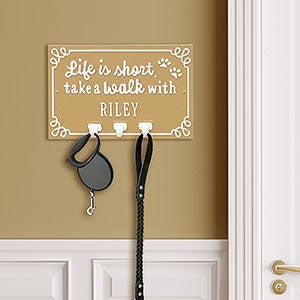 Life is Short Take a Walk Personalized Aluminum Wall Hook - Curry & White