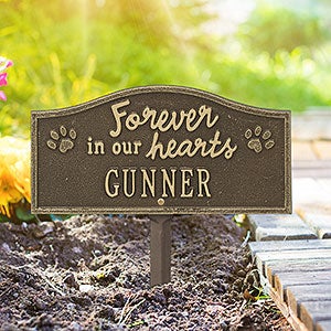 Forever in Our Hearts Personalized Dog Memorial Sign - Antique Brass