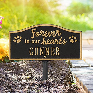 Forever in Our Hearts Personalized Dog Memorial Sign - Black & Gold