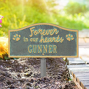 Forever in Our Hearts Personalized Dog Memorial Sign - Bronze Verdigris