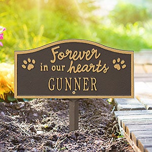 Forever in Our Hearts Personalized Dog Memorial Sign - Bronze & Gold