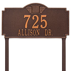 Monogram Personalized Aluminum Lawn Address Sign - Antique Copper