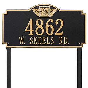 Monogram Personalized Aluminum Lawn Address Sign - Black & Gold