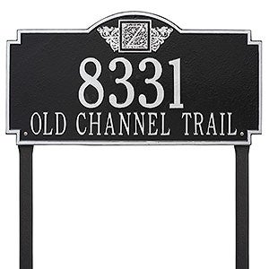 Monogram Personalized Aluminum Lawn Address Sign - Black & Silver