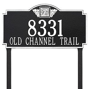 Monogram Personalized Aluminum Lawn Address Sign - Black & White