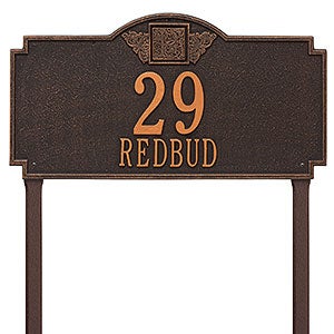 Monogram Personalized Aluminum Lawn Address Sign - Oil Rubbed Bronze