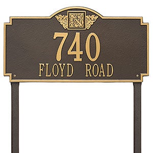 Monogram Personalized Aluminum Lawn Address Sign - Bronze & Gold