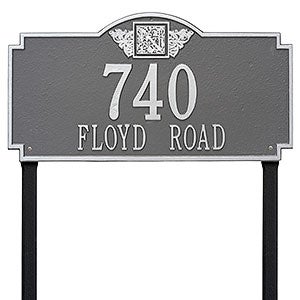 Monogram Personalized Aluminum Lawn Address Sign - Pewter & Silver