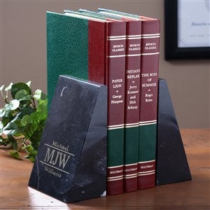 Engraved Marble Bookends - Executive Monogram Style