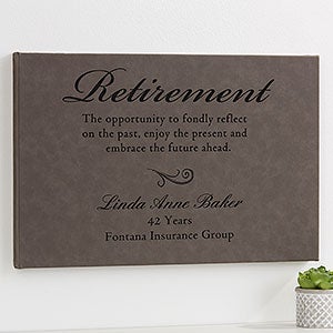 Retirement Personalized Leatherette Wall Decor - Charcoal