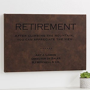 Retirement Personalized Leatherette Wall Decor - Brown