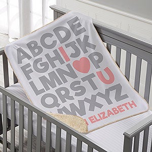 Alphabet Message Personalized 30x40 Sherpa Baby Blanket