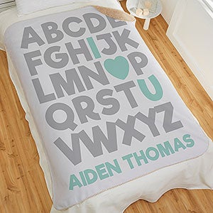 Alphabet Message Personalized 50x60 Sherpa Baby Blanket