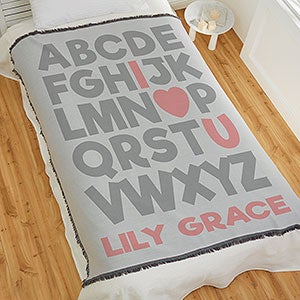 Alphabet Message Personalized 56x60 Woven Baby Throw