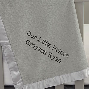 Write Your Own Embroidered Grey Baby Blanket