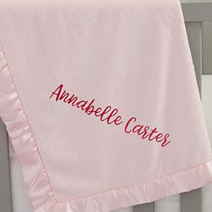 Write Your Own Embroidered Pink Baby Blanket