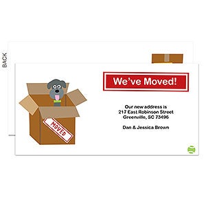 Dog In Boxes Moving Announcement - Set of 5