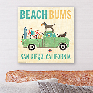 Beach Bums Personalized Natural Wood Panel Wall Decor - 12x12