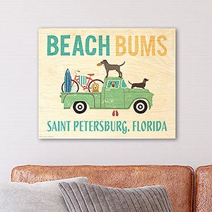 Beach Bums Personalized Natural Wood Panel Wall Decor - 8x10