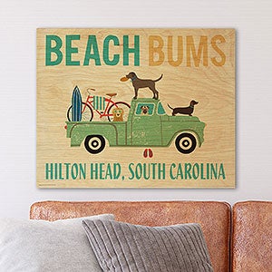 Beach Bums Personalized Natural Wood Panel Wall Decor - 16x20