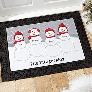 Snowman Family Personalized Doormat - 18x27