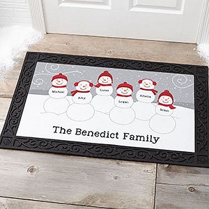 Snowman Family Personalized Doormat - 20x35