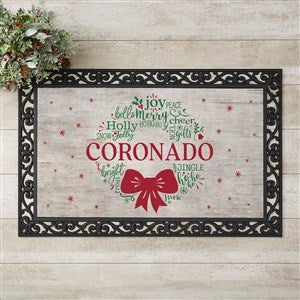 Merry Mistletoe Wreath Personalized Christmas Doormats - 20x35