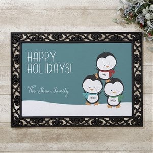 Holly Jolly Characters Personalized Christmas Doormat - 18x27