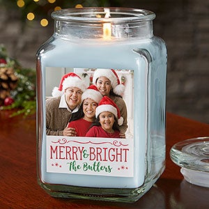 Holiday Phrases 18oz Crystal Waters Scented Christmas Photo Candle