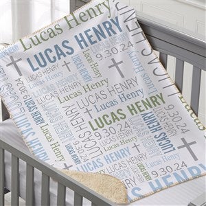 Christening Day For Him Personalized 30x40 Sherpa Baby Blanket