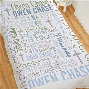 Christening Day For Him Personalized 50x60 Fleece Blanket