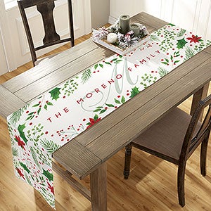 Holly Berry Personalized Christmas Table Runners