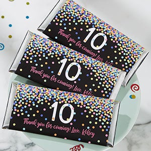 Birthday Confetti Personalized Candy Bar Wrappers - Set Of 12