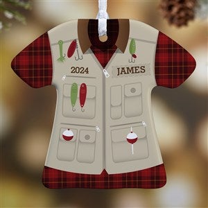 1-Sided Fishing Vest Personalized T-Shirt Ornament