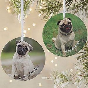 Pet Photo Memories Personalized Ornament - 2 Photos Matte