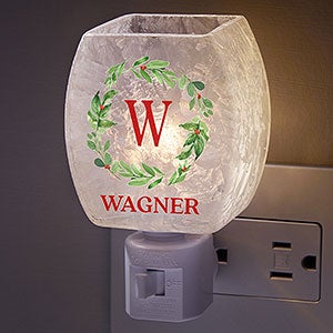 Watercolor Wreath Personalized Frosted Christmas Night Light