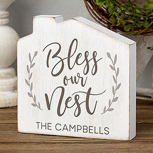 Bless Our Nest Personalized House Shelf Block