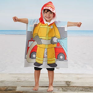 Firefighter Personalized Kids Poncho Beach & Pool Towel