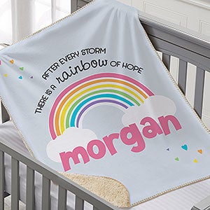 Rainbow Baby Personalized 30x40 Sherpa Baby Blanket