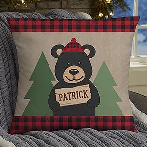 Holiday Bear Family Personalized 18-inch Throw Pillow