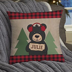 Holiday Bear Family Personalized 14-inch Throw Pillow