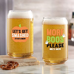 Let's Get Smashed Personalized Halloween Beer Can Glass