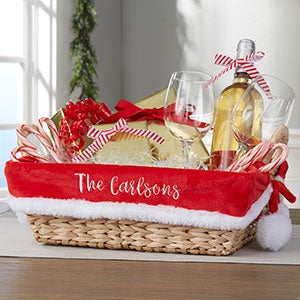 Santa Personalized Christmas Gift Basket & Liner