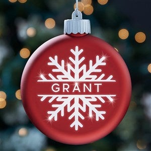 Snowflake Name Personalized LED Red Glass Ornament