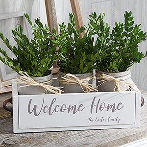 Rustic Home Personalized Decorative Wood Mason Jar Box