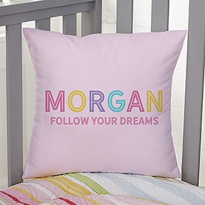 Girl's Colorful Name Personalized 14-inch Throw Pillow