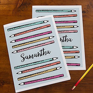 Playful Pencils Personalized Folders - Set Of 2