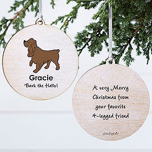 Cocker Spaniel PhiloSophie's Personalized Ornament - 2 Sided Wood