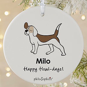 Beagle PhiloSophie's Personalized Ornament - 1 Sided Matte